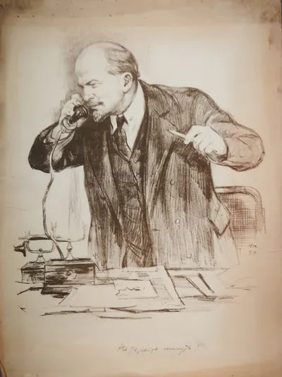 Жуков Н.Н. Литографии ""В беседе"", ""Не теряйте минуты"". 1959.