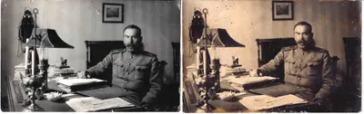 2 фотографии (формата открытки, один кадр) «Командир Старорусского 113-го пехотного полка». 1910-е годы.