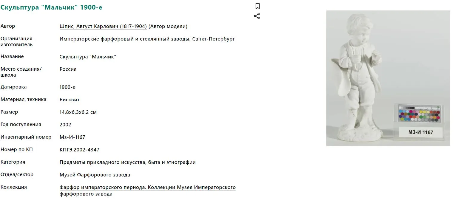 (Шпис. ИФЗ) Скульптура мальчика-садовника. Россия, Санкт-Петербург, Императорский фарфоровый завод, по модели А.К. Шписа, 1855-1881 годы. — фото 9
