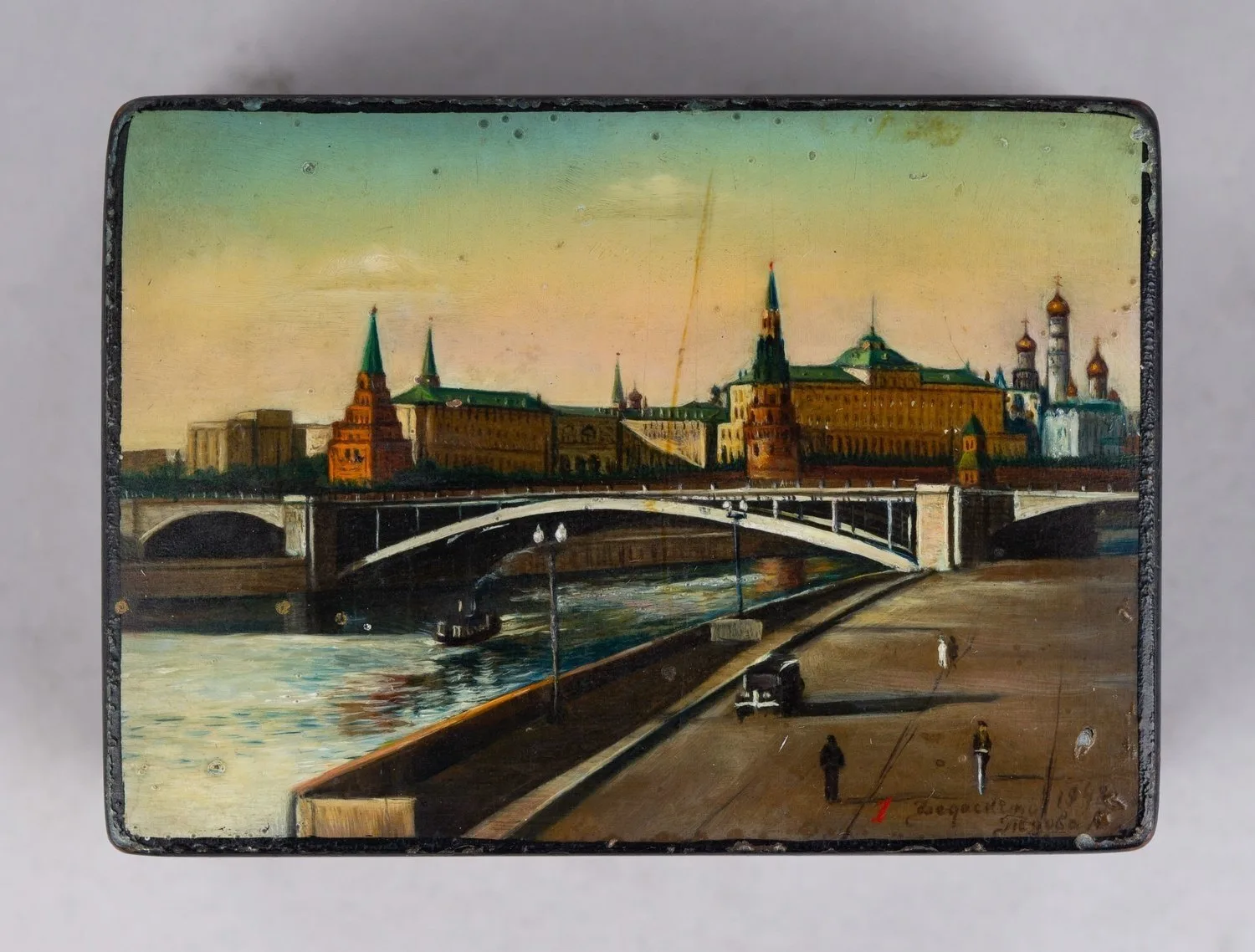 Шкатулка «Вид на Красную Площадь». СССР, Федоскино, автор А. Попова, 1948 г. — фото 1