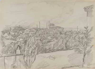 Трошин Николай Степанович. Индустриальный пейзаж. 1936.