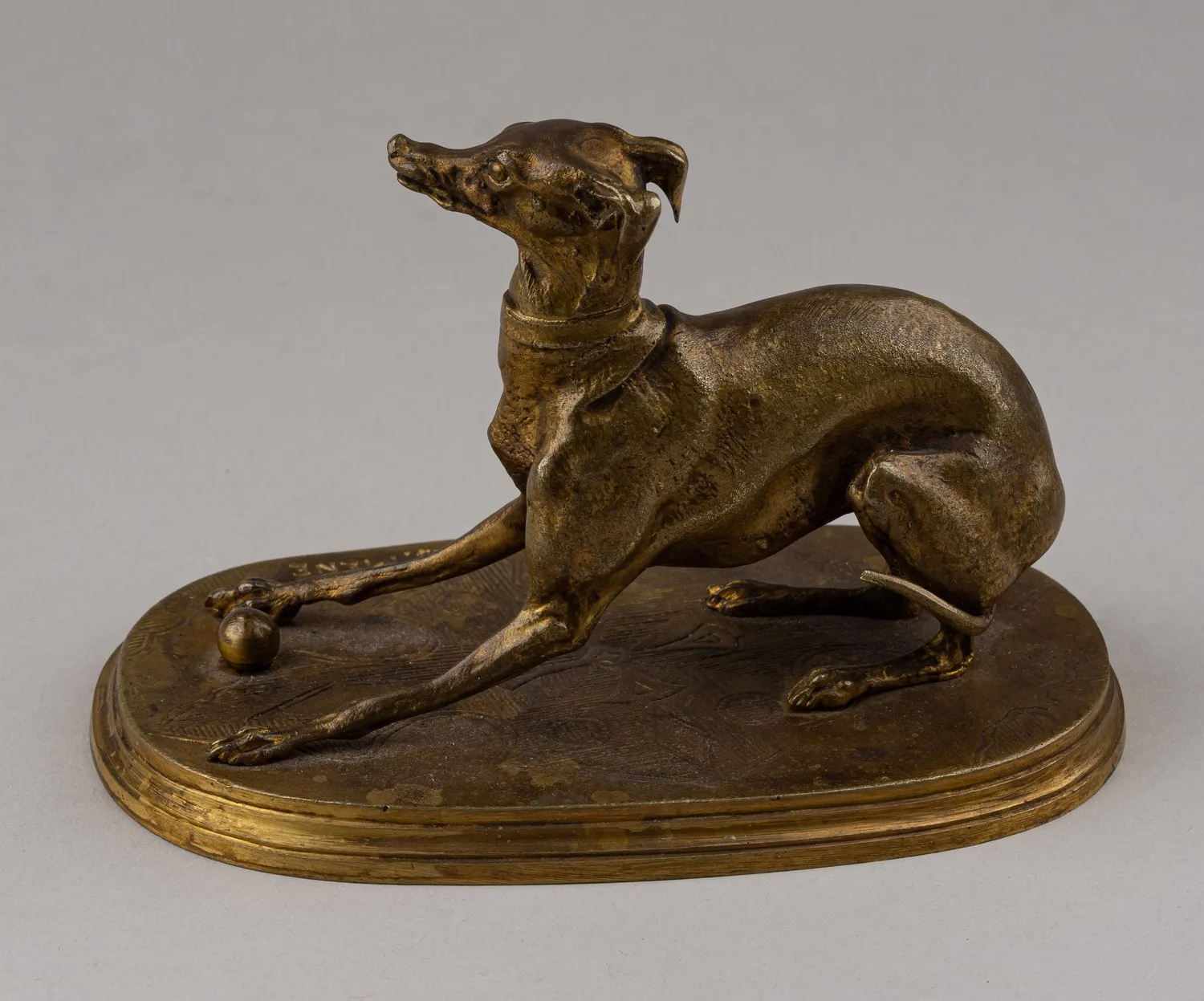 Скульптура «Левретка с мячиком». Франция, скульптор Пьер Жюль Мэн, 1870-е годы. — фото 2