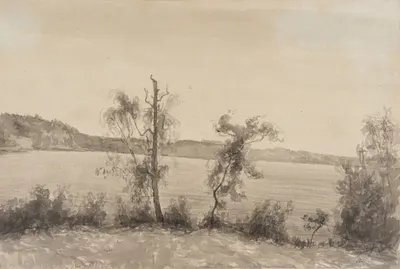 Морозов Константин Феофанович. Пейзаж с рекой. 1961.