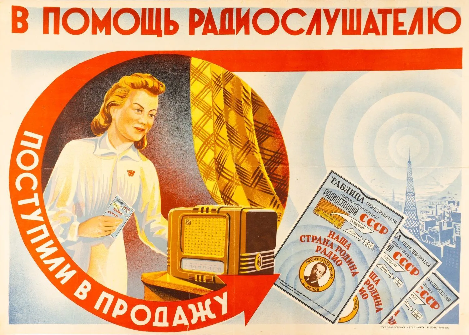 Плакат. В помощь радиослушателю. Конец 1940-х-начало 1950х- годов. Рига. — фото 1