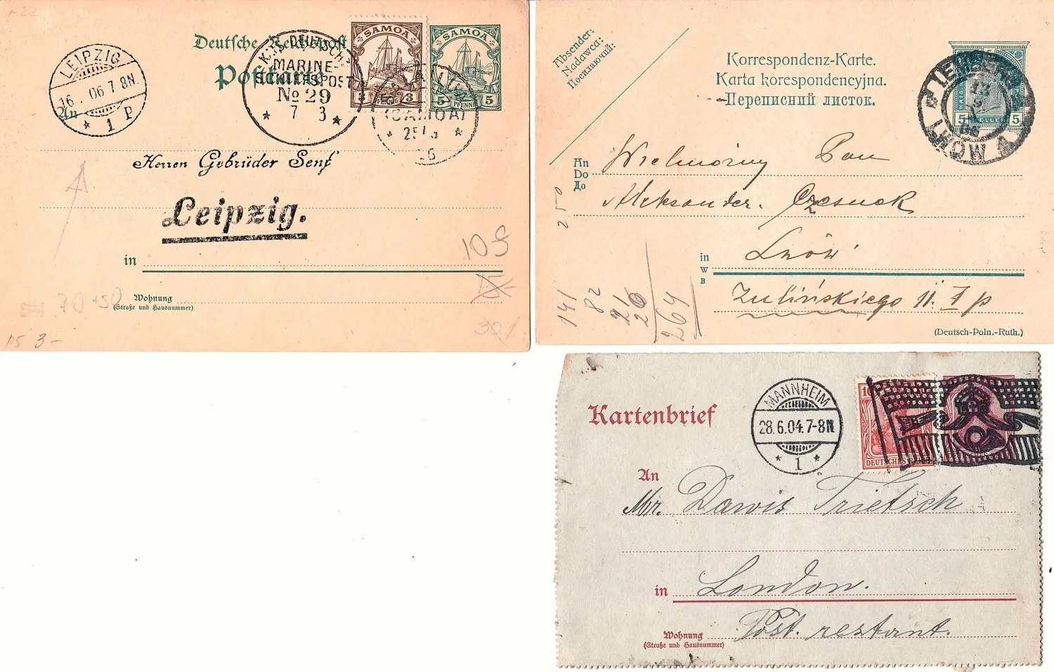 Германия, германские государства, германские колонии, Швейцария. 23 целых и цельных вещи. 1880-е - 1910-е годы. — фото 1