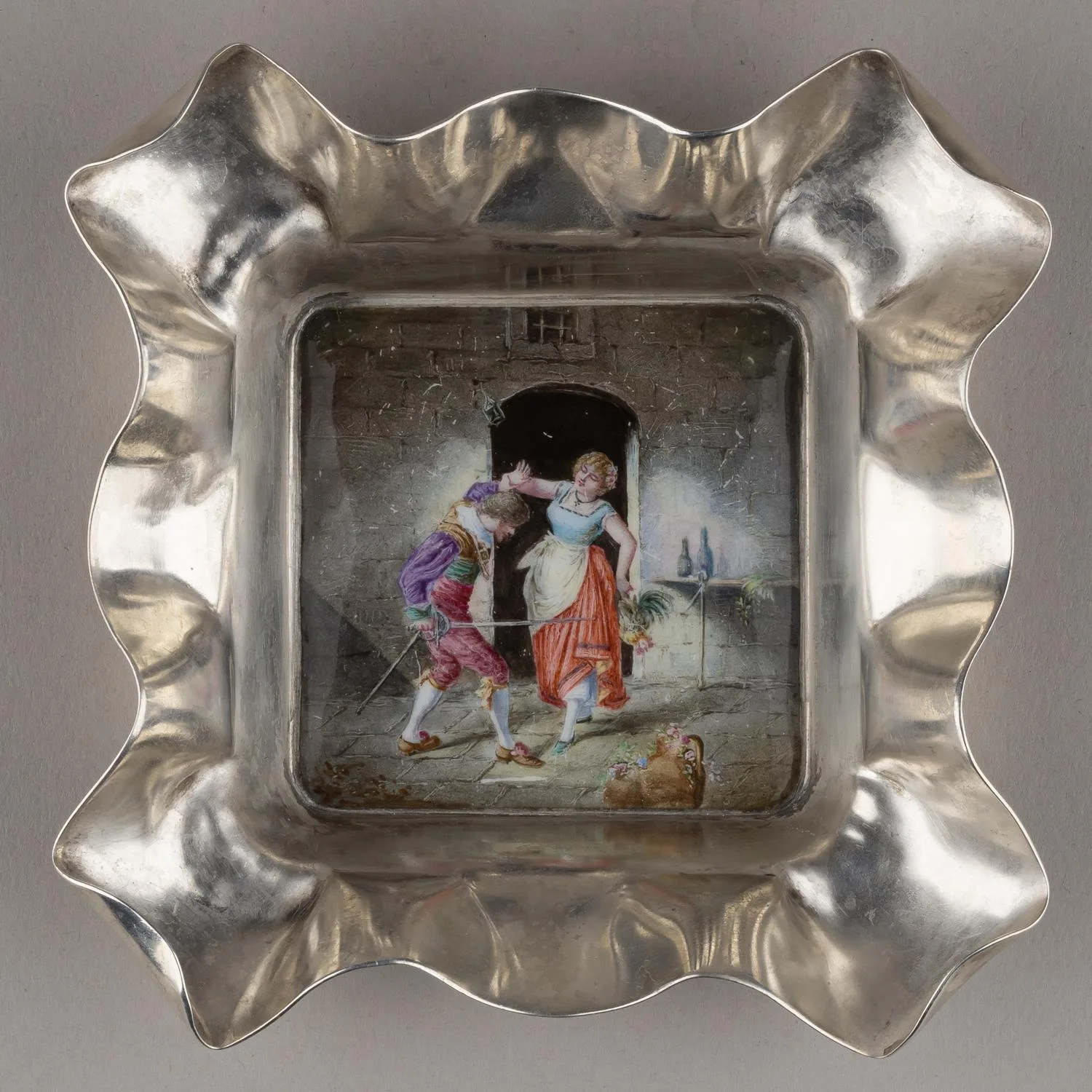 Пепельница с эмалевой миниатюрой. Западная Европа, 1880-1890-е годы. — фото 1