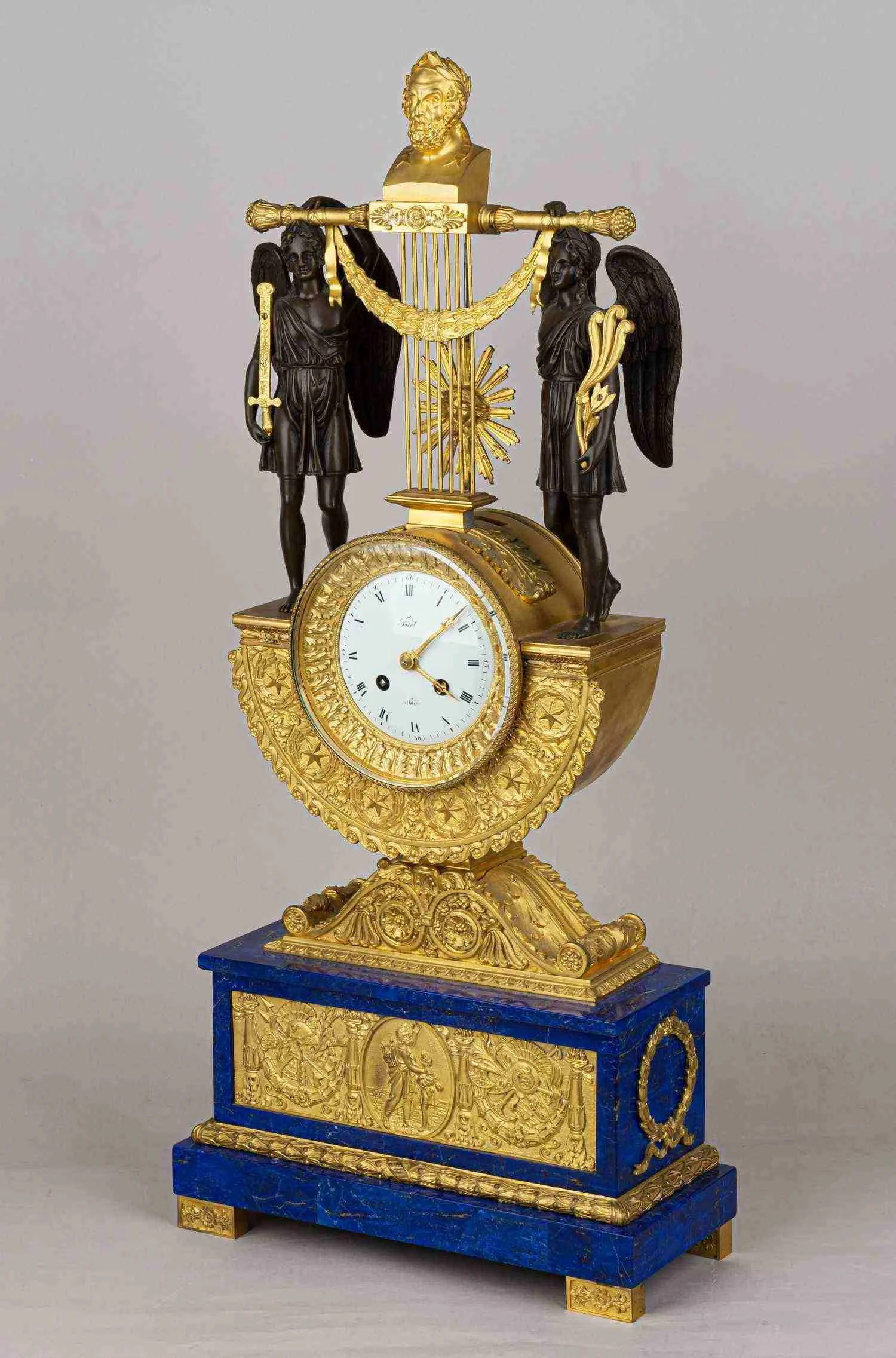 (С экспертизой) Часы каминные «Триумф Гомера». Франция, 1820-е годы. — фото 2