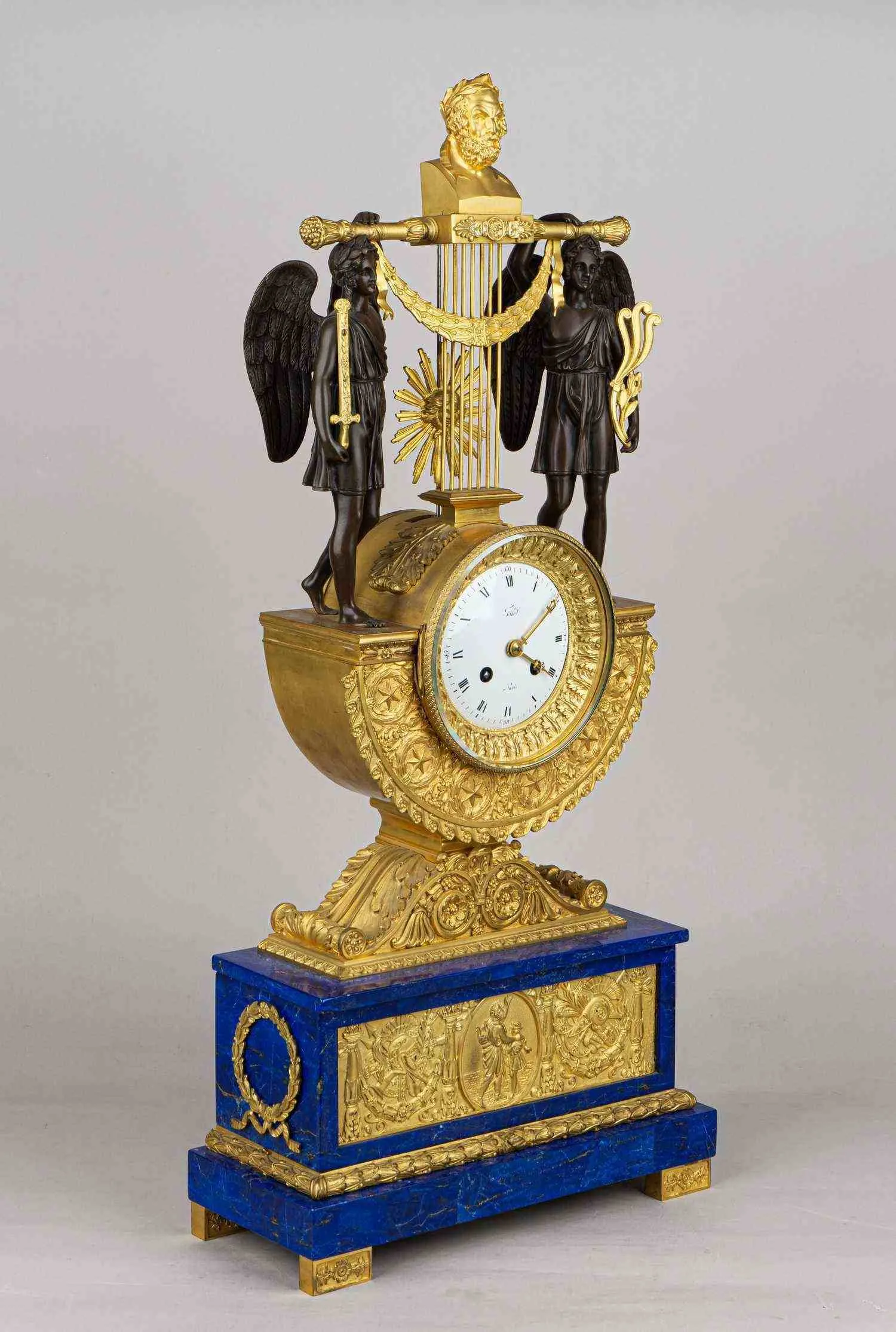(С экспертизой) Часы каминные «Триумф Гомера». Франция, 1820-е годы. — фото 3