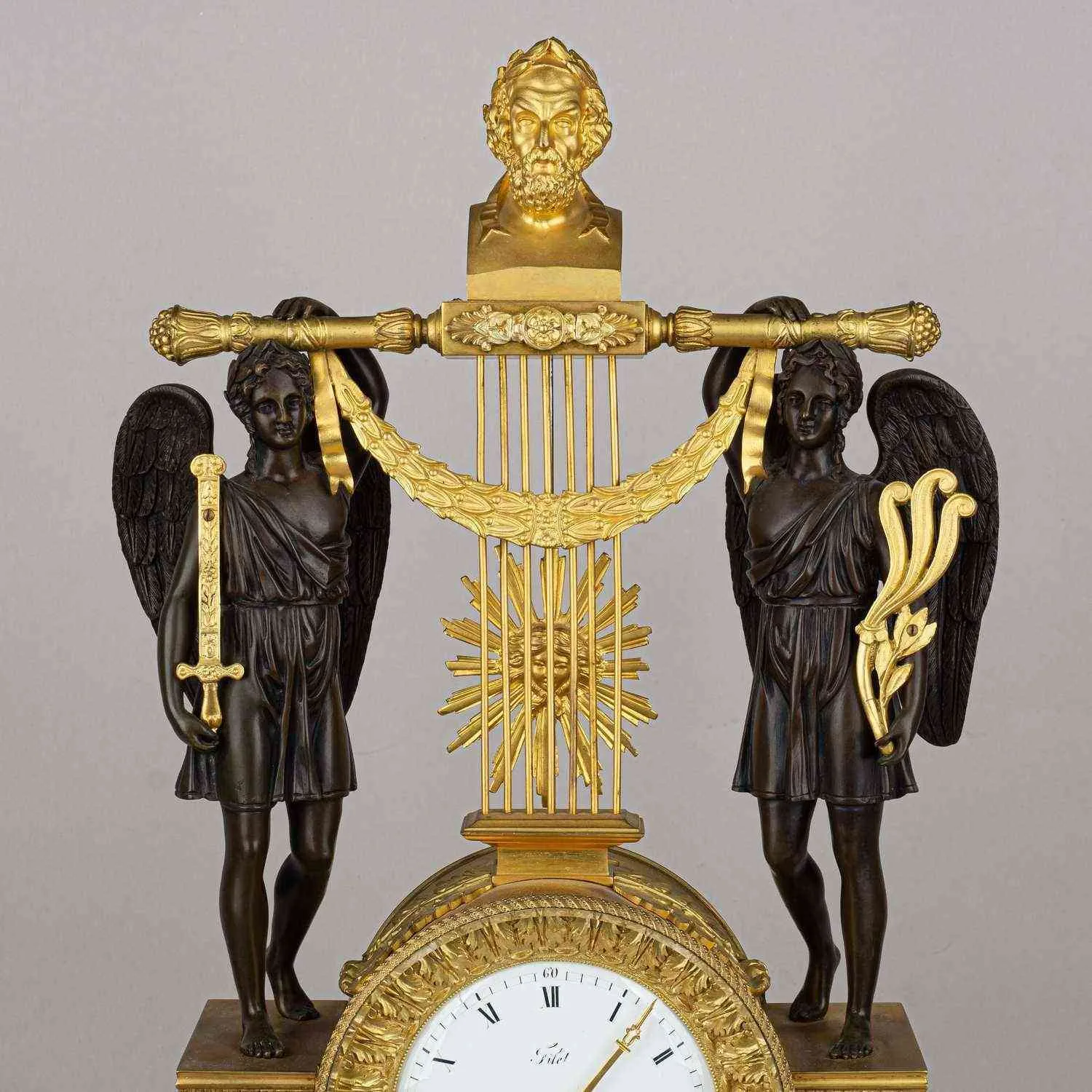 (С экспертизой) Часы каминные «Триумф Гомера». Франция, 1820-е годы. — фото 5
