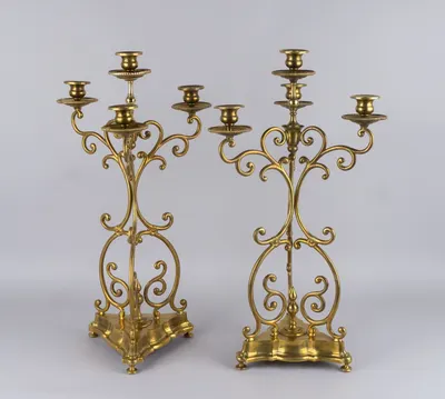Парные канделябры в стиле историзм. Франция, 1880 - 1890-е годы.