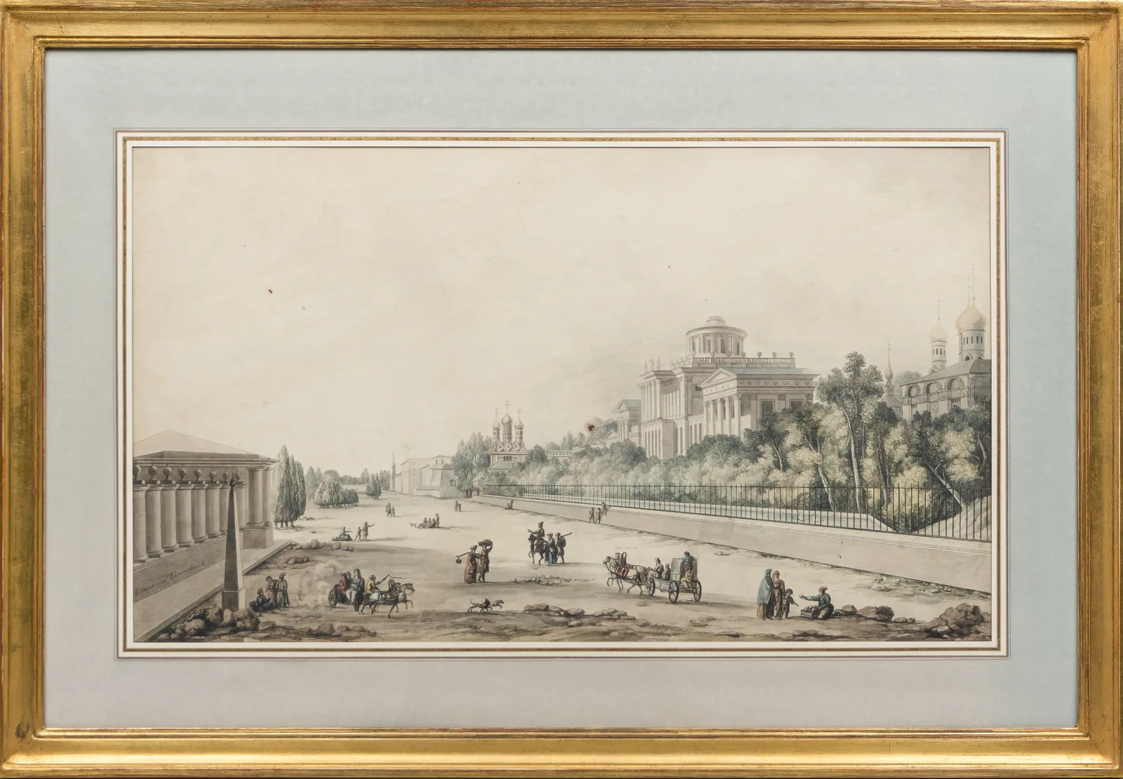 Мишель Франсуа Дамам-Демартре. Вид Моховой и дом Пашкова в Москве. 1792-1805 годы. — фото 1