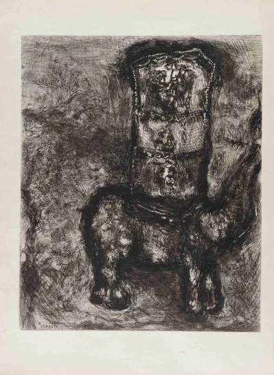 Шагал Марк Захарович. Крыса и слон. 1927. Иллюстрация к басне Жана де Лафонтена.