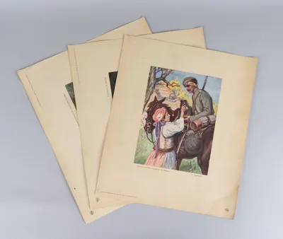 Три репродукции картин, посвящённых Первой мировой войне. 1914.