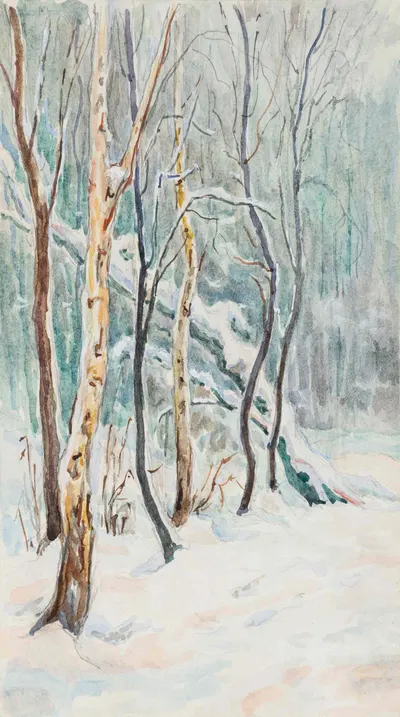 Морозов Константин Феофанович. Зимние березы. 1970-е.
