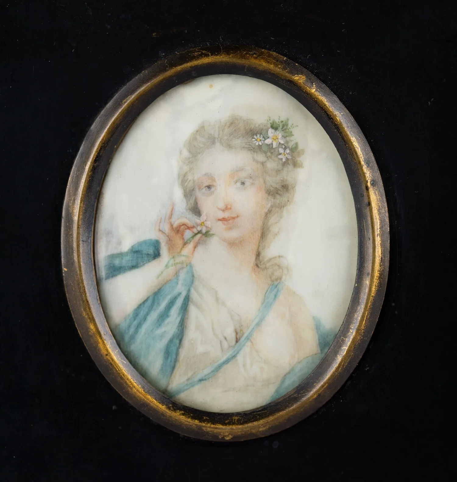 Миниатюрный портрет «Девушка с цветами». Франция, 1780 - 1790-е годы. — фото 2