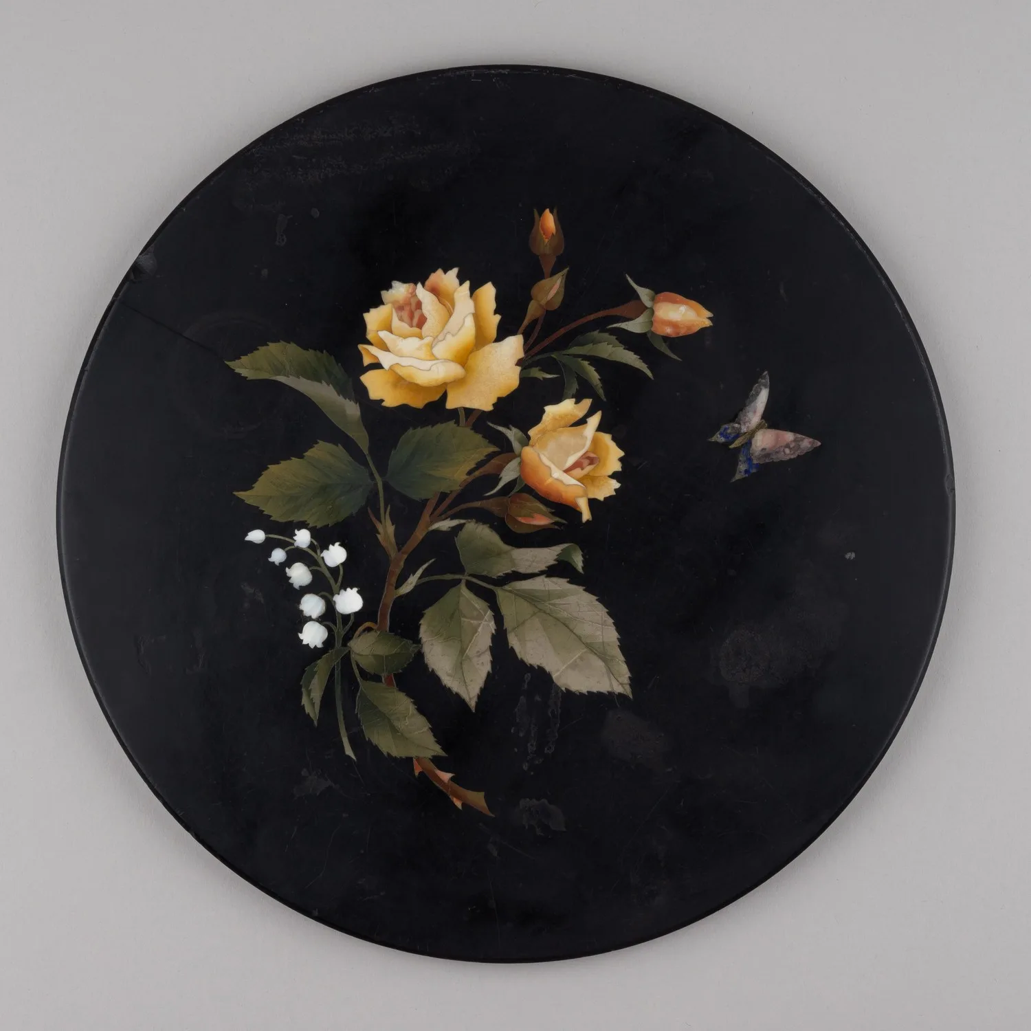 (Pietra dura) Панно с флорентийской мозаикой «Ландыш и роза». Италия, Флоренция, вторая половина XIX века. — фото 1