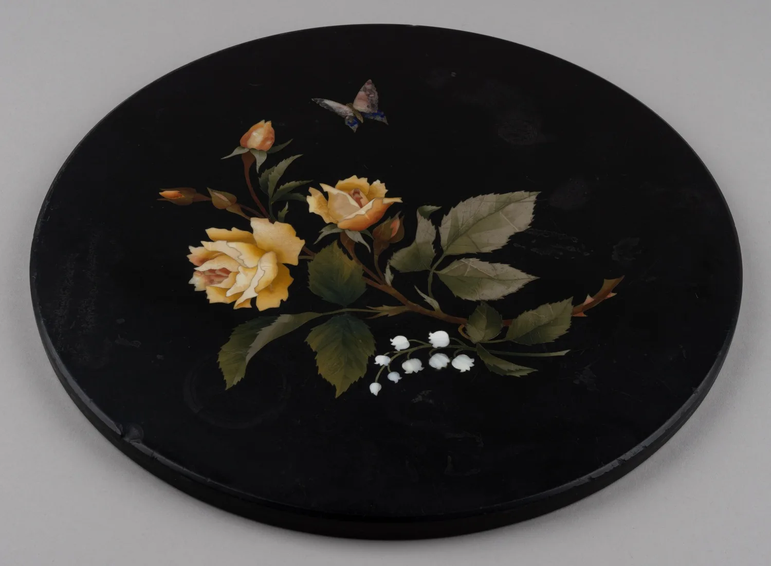 (Pietra dura) Панно с флорентийской мозаикой «Ландыш и роза». Италия, Флоренция, вторая половина XIX века. — фото 2