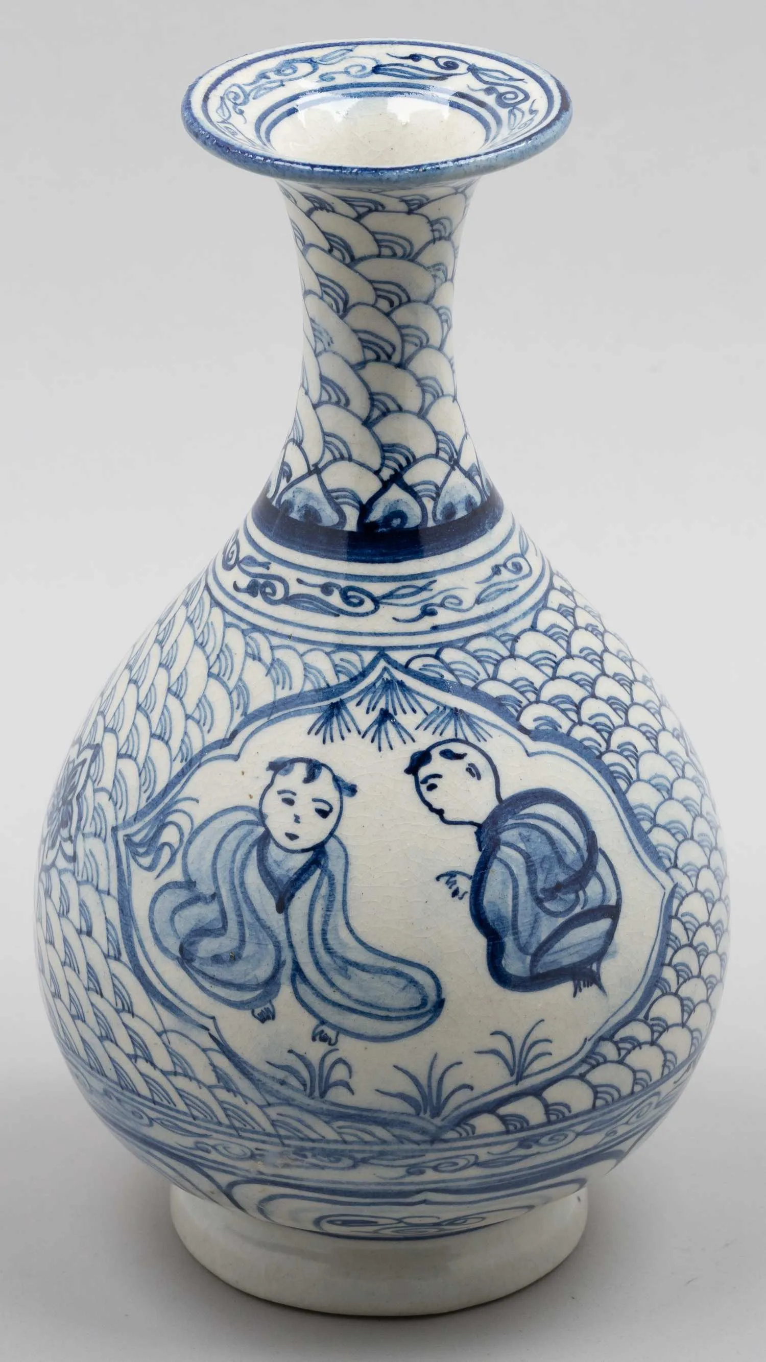 Ваза «Мальчики нашли петуха». Китай, 1950-70-е годы. — фото 2