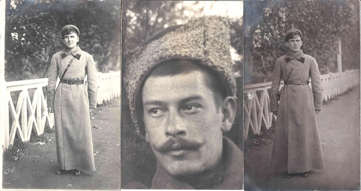3 фотографии (формат открытки) «Военные». 1920-е годы. — фото 1