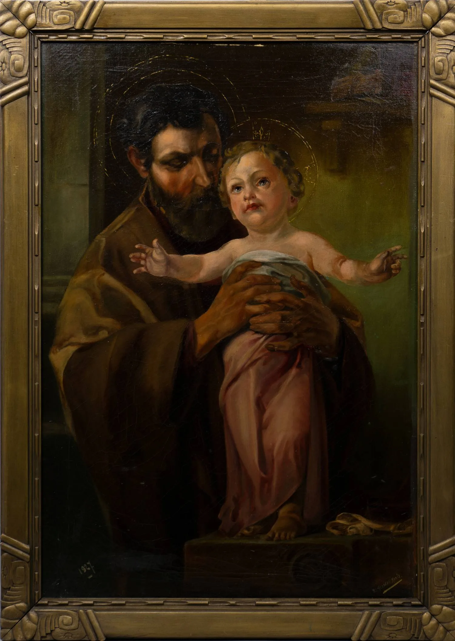 Морис Герман (Herman Moris). Иосиф Обручник с младенцем Иисусом. Западная Европа, 1927. — фото 1