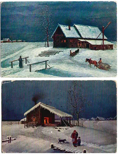 7 художественных открыток. Начало XX века.