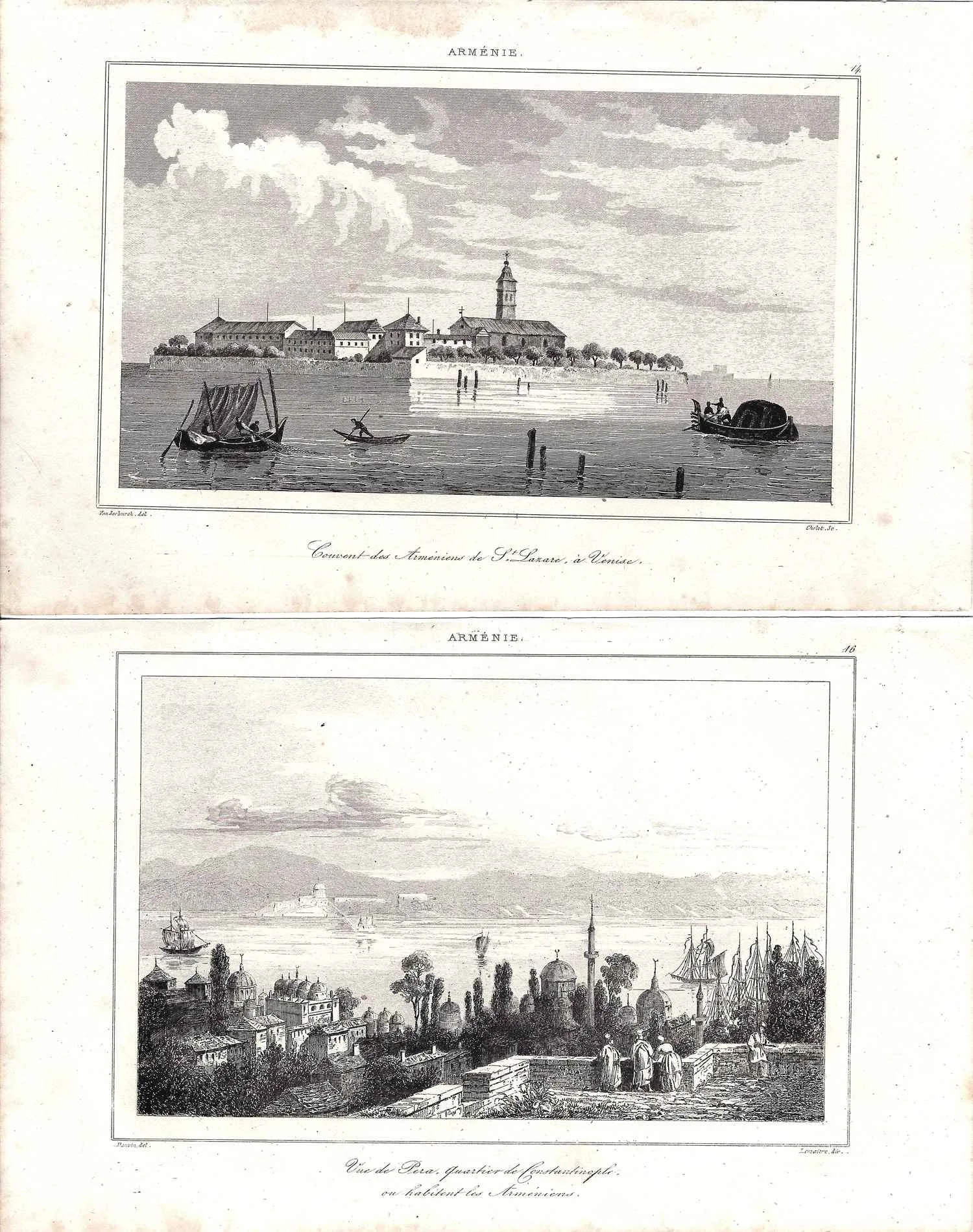 3 гравюры с видами Армении. Франция, 1840. — фото 1