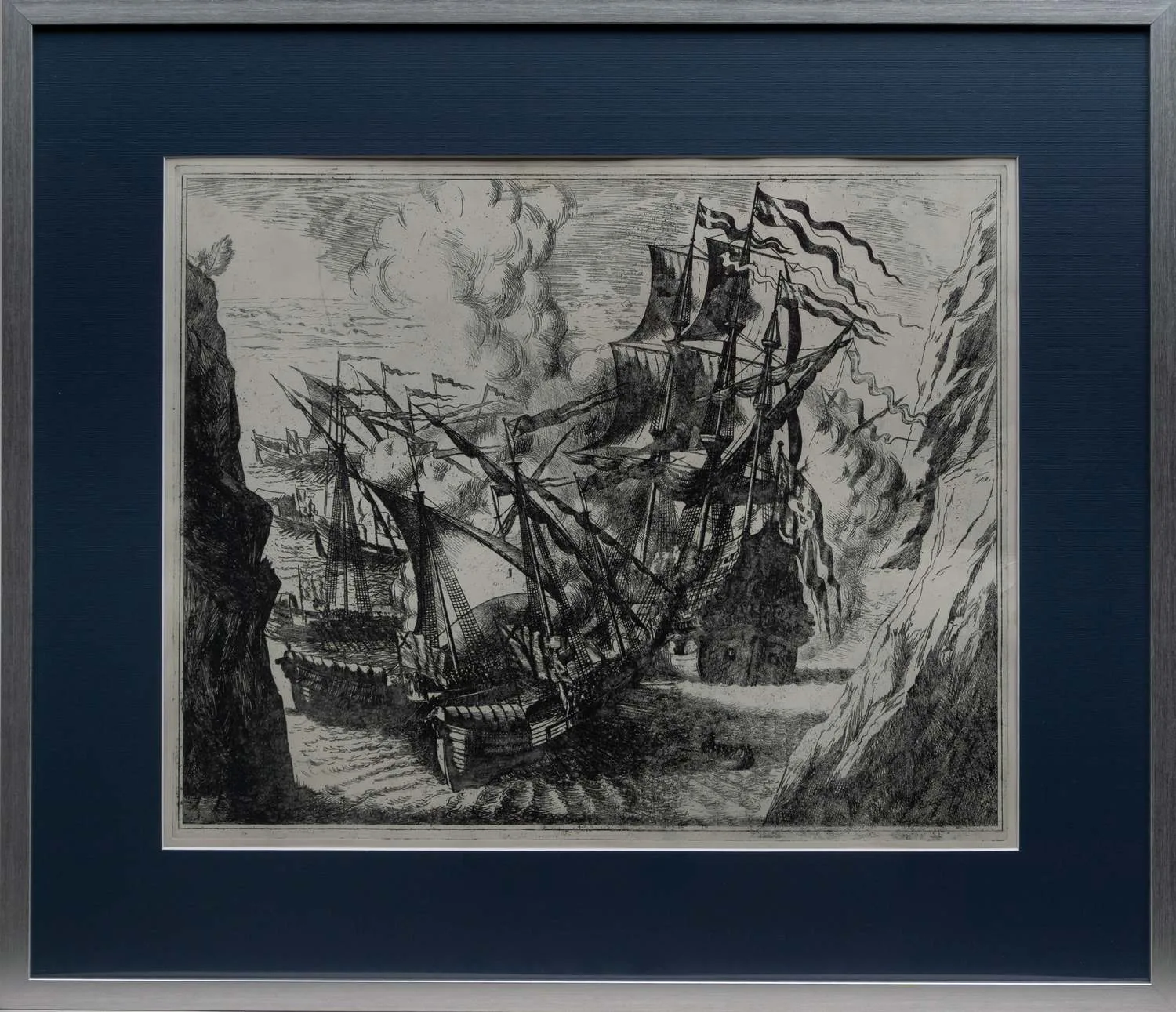 Неизвестный художник. Морской бой. 1980-е - 1990-е годы. — фото 1
