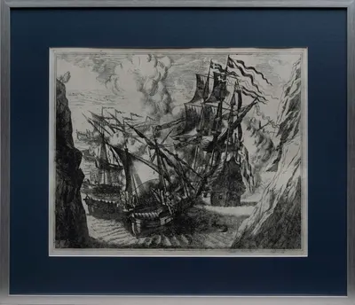 Неизвестный художник. Морской бой. 1980-е - 1990-е годы.