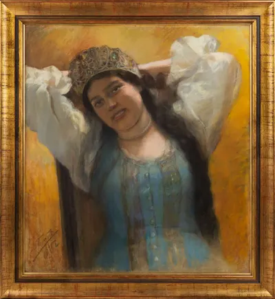 Бабут Михаил Михайлович. Боярышня в русском костюме. 1915.
