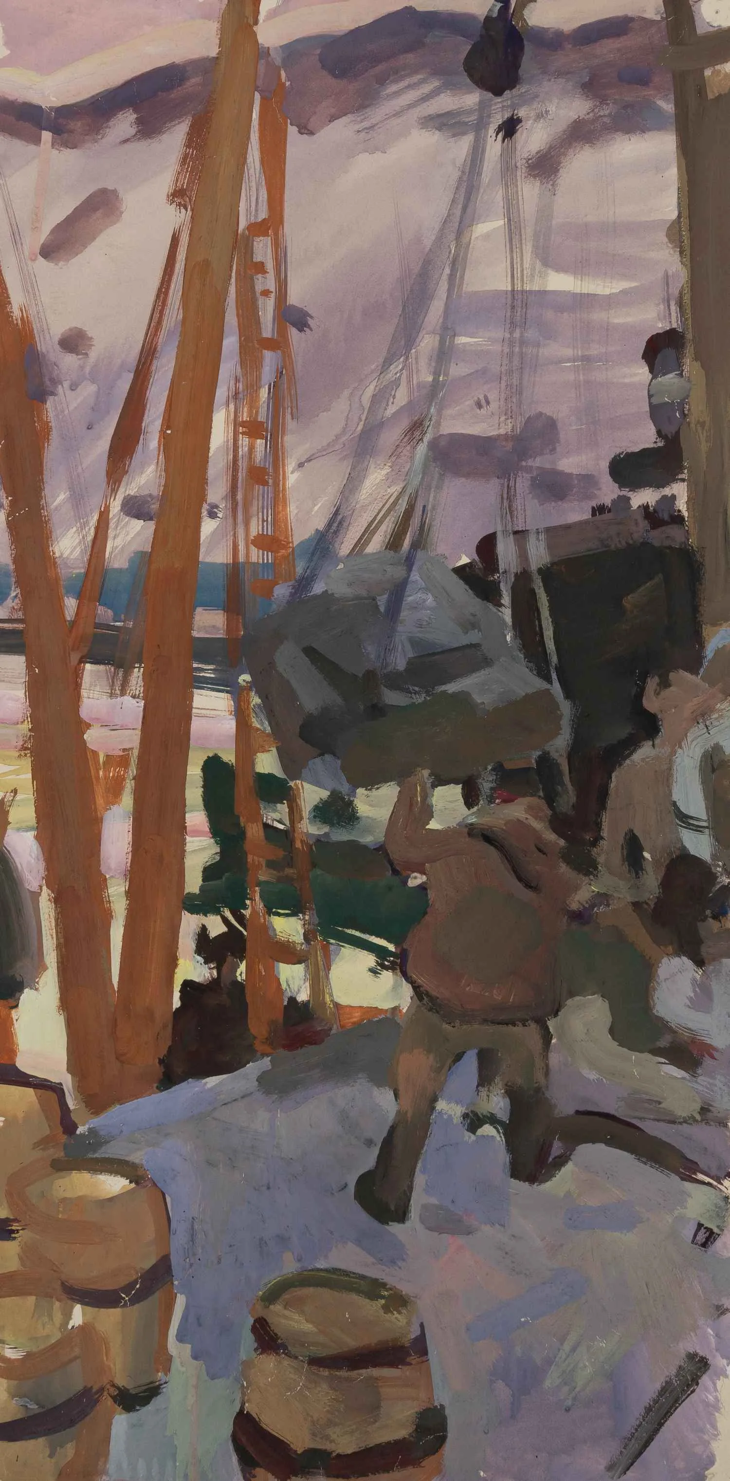 Алексеев Адольф Евгеньевич . Погрузка в порту. Серия «Русский север». 1961. — фото 1