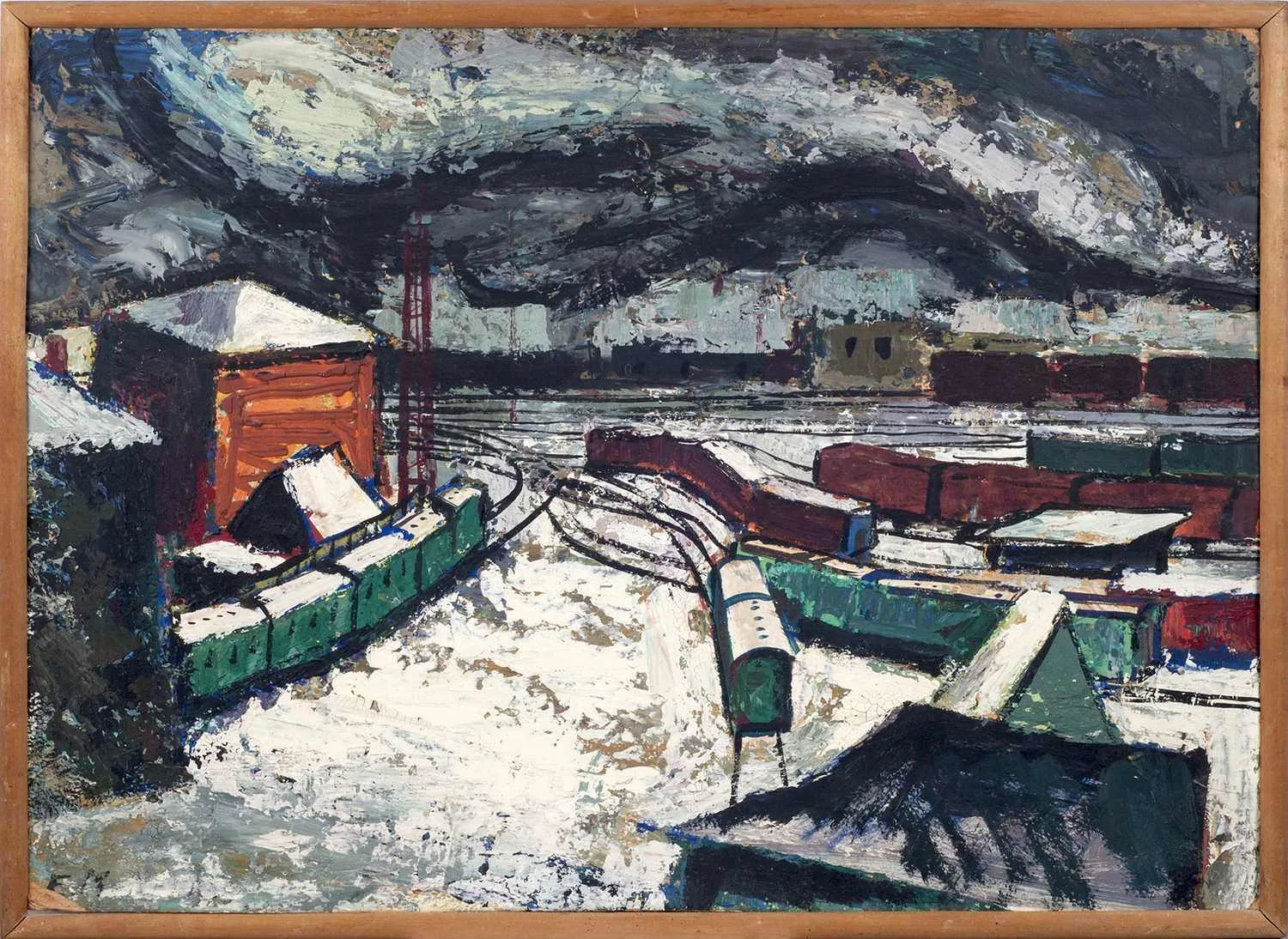 Медведев Евгений Алексеевич. Пейзаж с железной дорогой. 1960-е годы. — фото 1