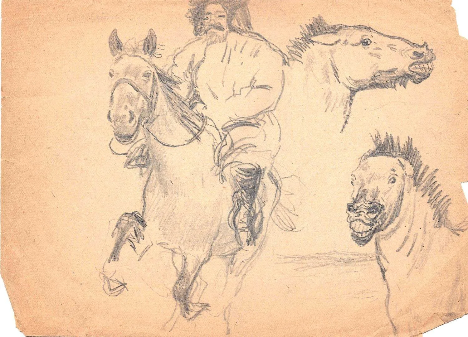 Годин Игорь Михайлович. Три эскиза «Кони». 1950-е годы. — фото 1