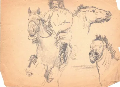 Годин Игорь Михайлович. Три эскиза «Кони». 1950-е годы.