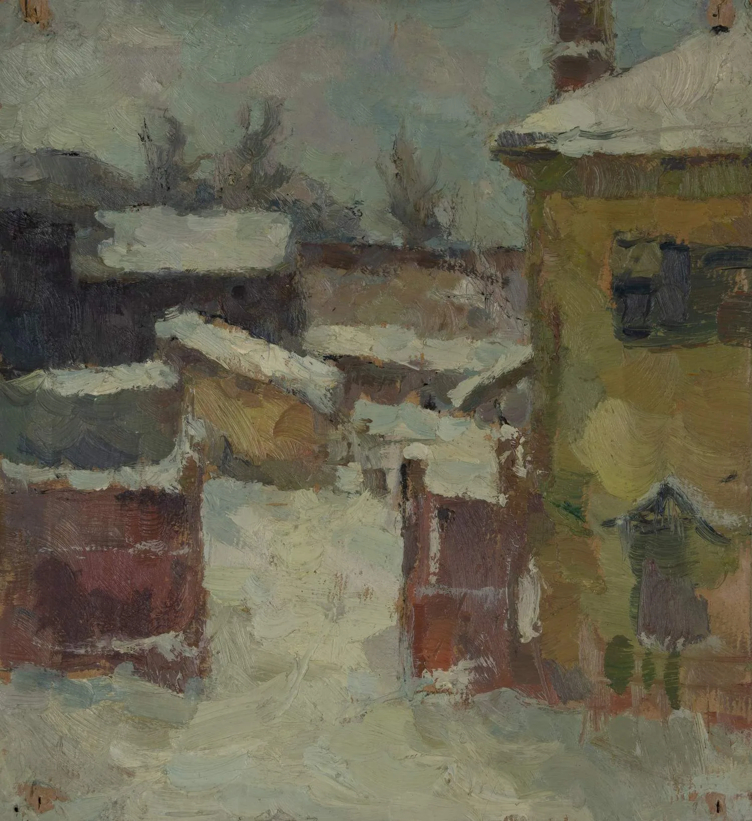 Середин Игорь Иннокентьевич. Зимняя улочка. 1970-е годы. — фото 1