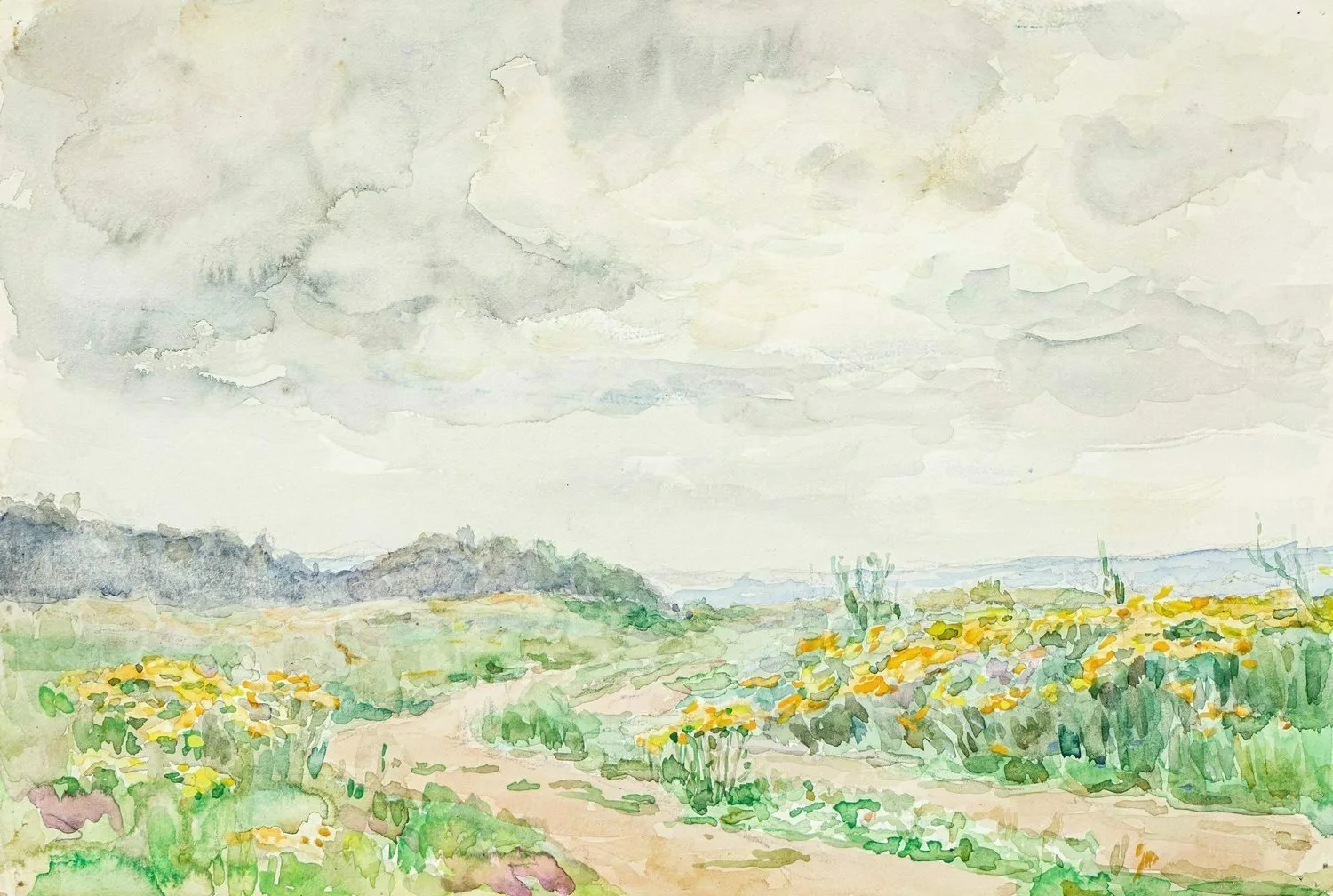 Морозов Константин Феофанович. Пейзаж с цветами. 1970-е годы. — фото 1