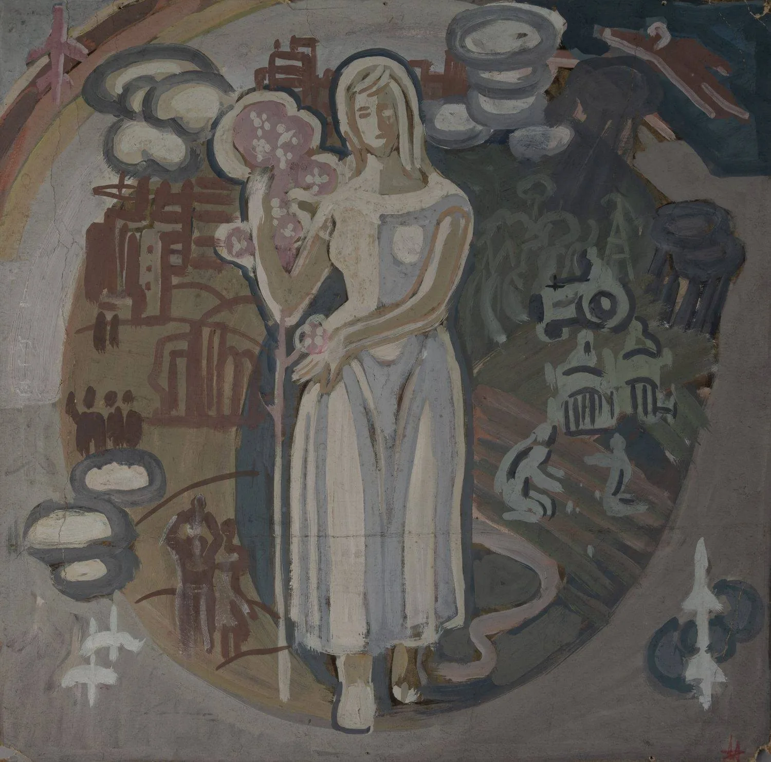 Неизвестный художник. Девушка с хлопком. Эскиз к плакату. 1970-е годы. — фото 1