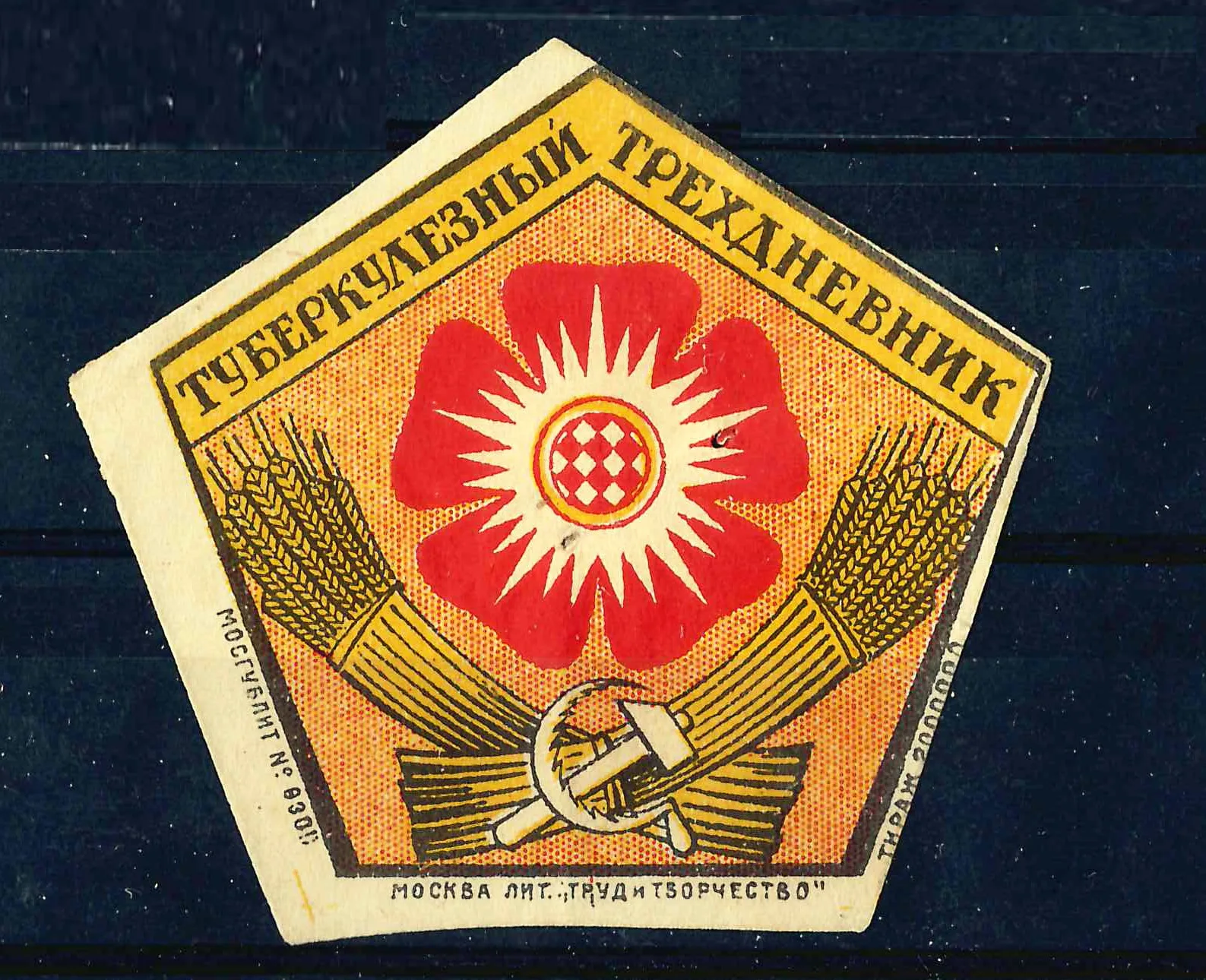 Москва. Непочтовая виньетка «Туберкулёзный трёхдневник». 7 июля 1928 года. — фото 1