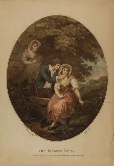 По картине Фрэнсиса Уитли. Ревнивый соперник («The Jealous Rival»). 1791.