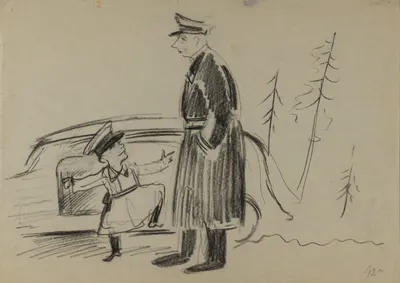 Харкевич-Храповицкий Иван Иванович. Художник Паховкин и главный редактор газеты «За Советскую Латвию» Жан Спуре (на обороте рисунок «Обнажённая»). 1942.