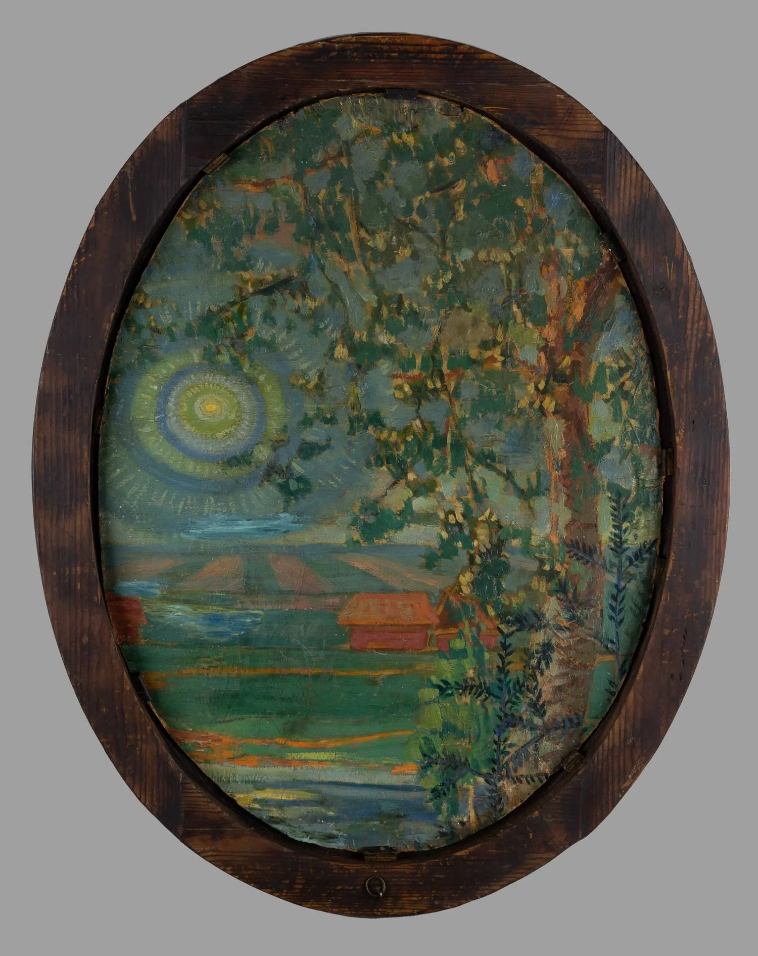 Соболев Иван Сергеевич (?) (1884-1964). Двусторонняя картина. Ветви. У озера. 1940-е годы. — фото 2