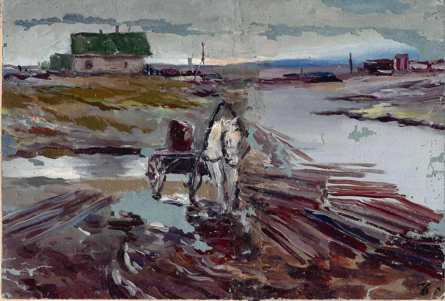 Генин Давид Пейсахович (?). Повозка. 1950-е годы. — фото 1