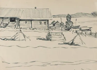 Попков Виктор Ефимович. Деревня на севере. 1970-е годы.