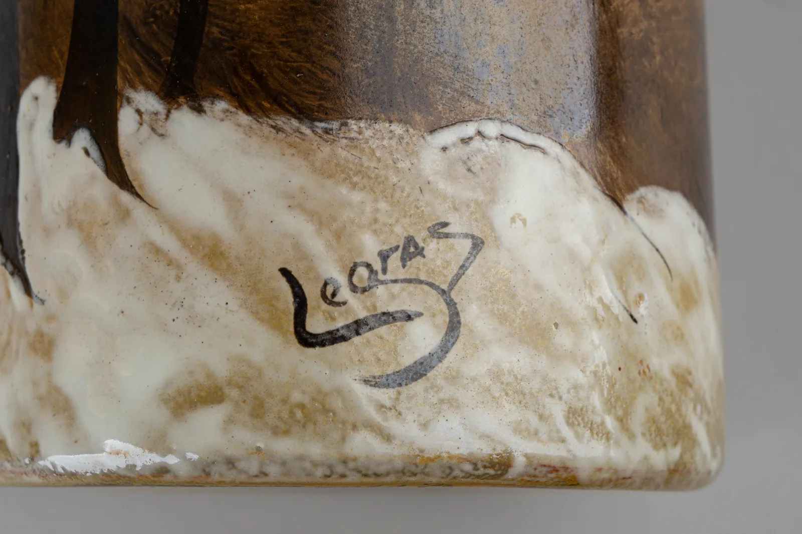 (Legras) Парные вазы с зимним пейзажем и деревьями. Франция, фирма Legras, около 1900 г. — фото 3