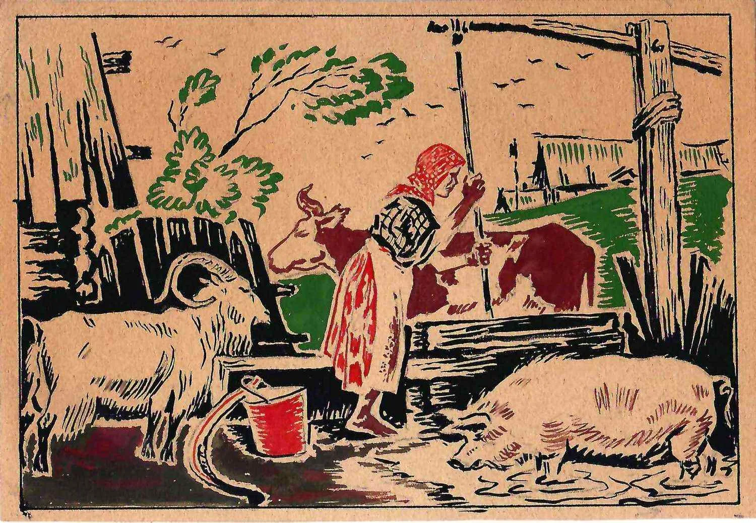 Бузовкин Александр Андреевич. Деревня. 1940-е годы. — фото 1