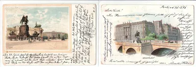 Берлин. 3 художественных открытки («грюссы»). Конец 1890-х годов.