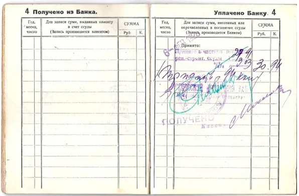 Расчётная книжка по ремонтно-строительной ссуде Московского городского банка на имя Петра Ивановича Соколова. 1927. — фото 8