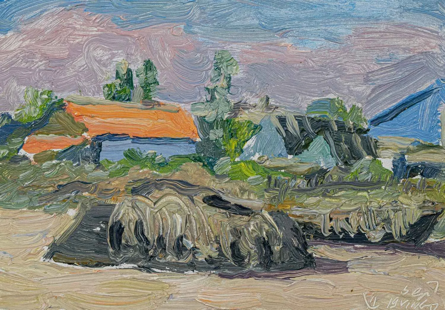 Усачев Анатолий Андреевич. Сельский пейзаж. 1960. — фото 2