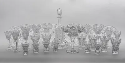 Хрустальный сервиз с колосьями. СССР, Красный гигант, 1963. (32 предмета)