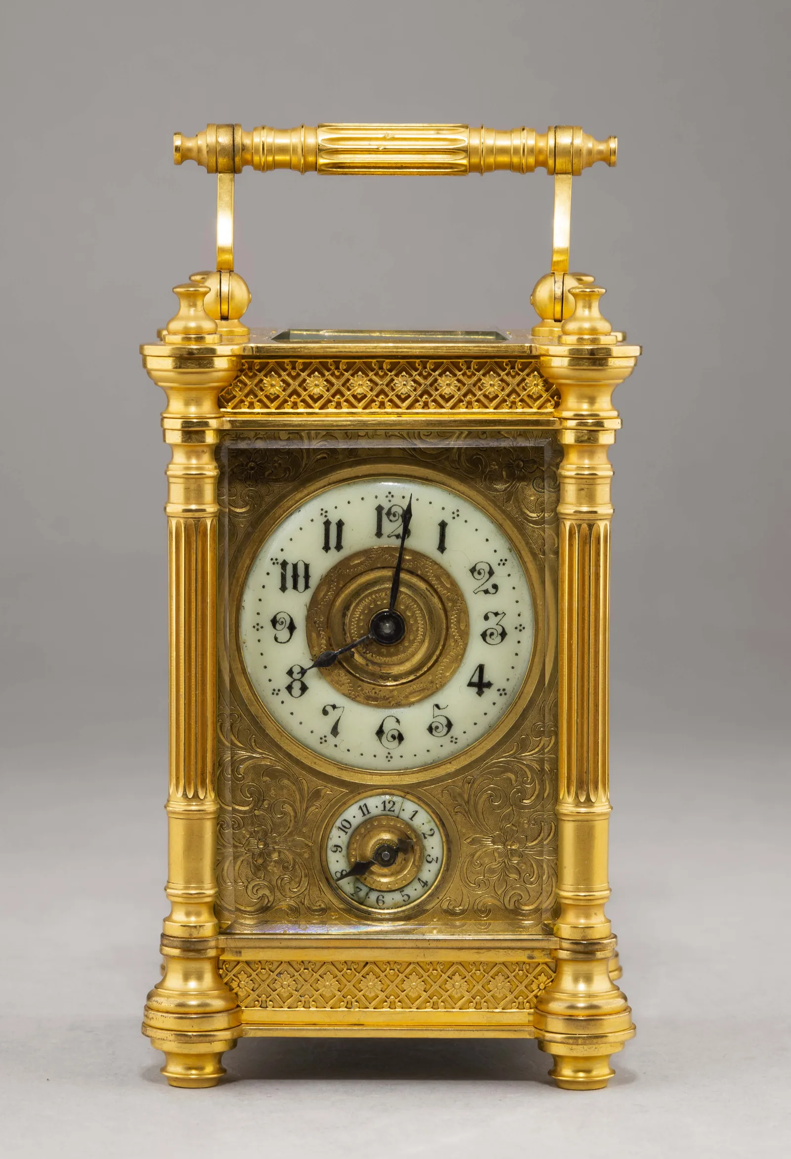 Восьмидневные каретные часы с будильником. Франция, 1890-е годы — фото 2