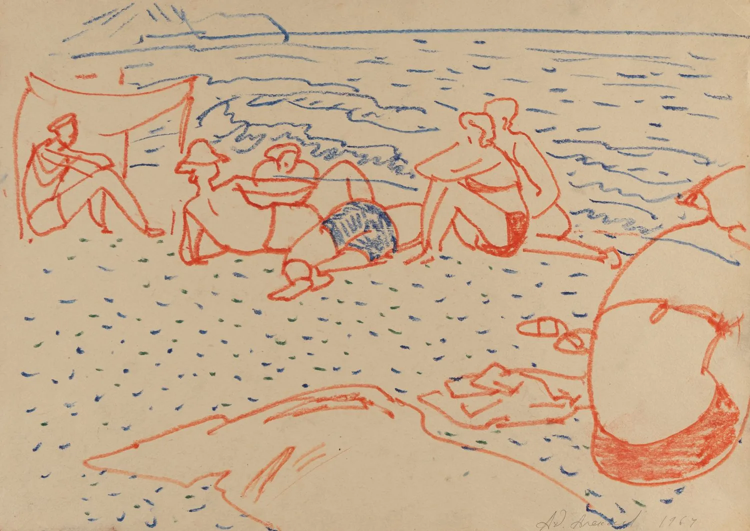 Алексеев Адольф Евгеньевич. Пляж. Черное море. 1964. — фото 1